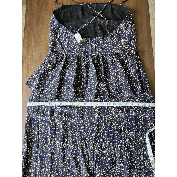NWT J Crew Ruffle Back Silk Dress in Starry Sky Print Navy sz 6 Maxi Slip Summer - Picture 9 of 14